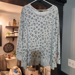 Chic Gray Leopard Print Women's Sweatshirt